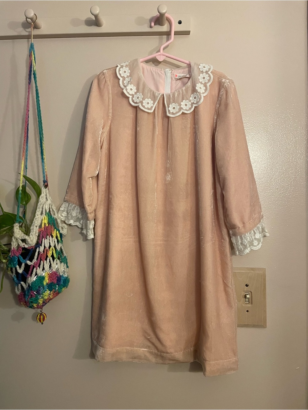 Crewcuts Blush Velvet/Lace Dress 7